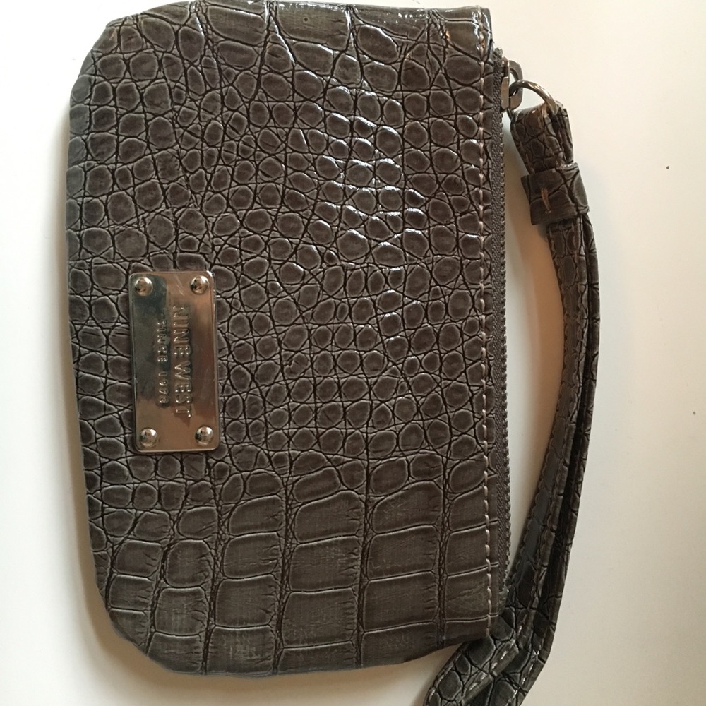 Nine West faux alligator wristlet